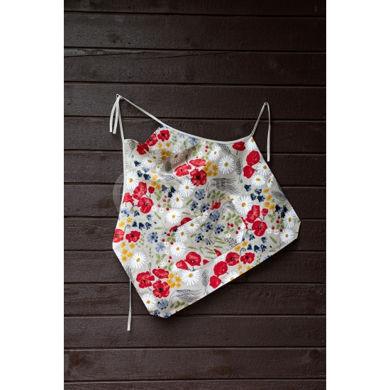 Colourful half-linen kitchen apron "Poppy"